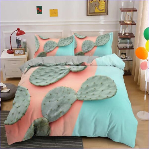 Housse de Couette Cactus Rose et Bleu