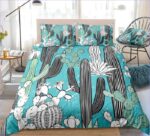 housse de couette cactus turquoise
