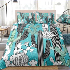 housse de couette cactus turquoise