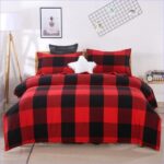 housse de couette carreaux rouge et noir élégante