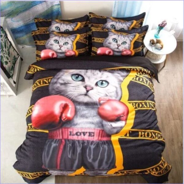 housse de couette chat boxeur