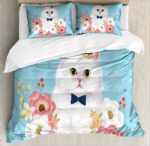 Housse de Couette Chat dans les fleurs