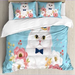 Housse de Couette Chat dans les fleurs