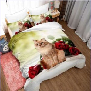 Housse de Couette Chat Fleurie