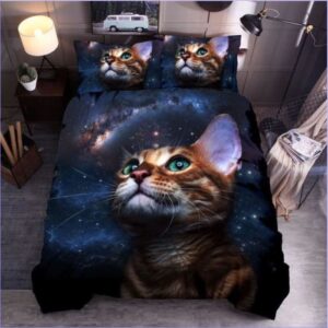 housse de couette chat galaxie