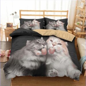 housse de couette chat léchouilles