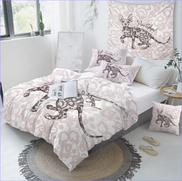 housse de couette chat love sphynx