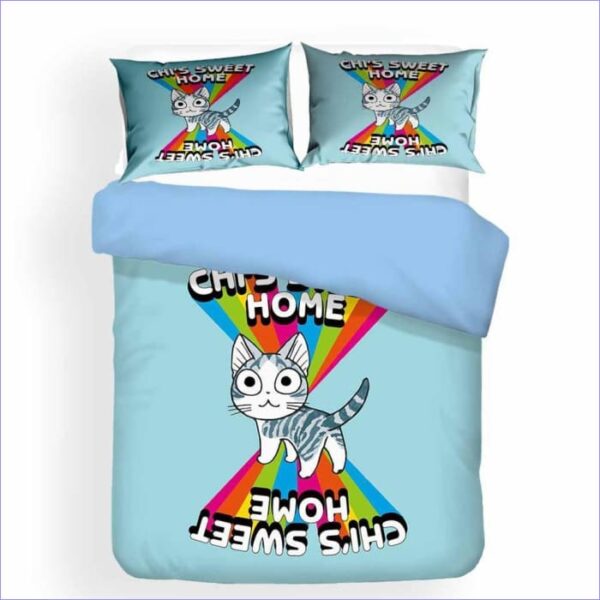 housse de couette Chat manga Arc en ciel