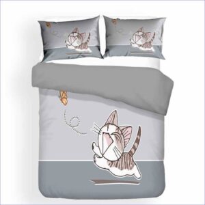 Housse de Couette Chat Manga grise