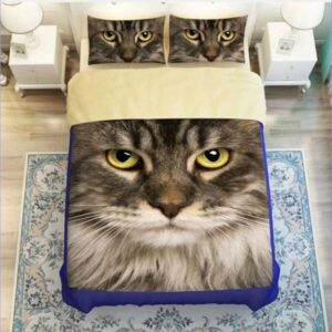 housse de couette avec motif de chat mécontent