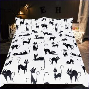 housse de couette chat noir élégante