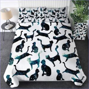 housse de couette chat noir étoilé