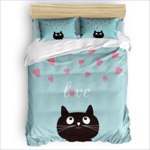 housse de couette chat noir love