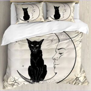 Housse de Couette Chat noir Lune