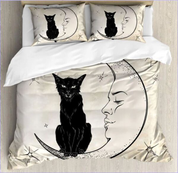 Housse de Couette Chat noir Lune