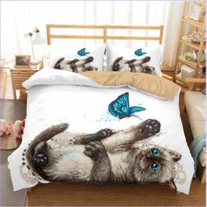 housse de couette chat papillon