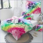 parure de lit chat multicolore