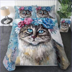 housse de couette chat portrait