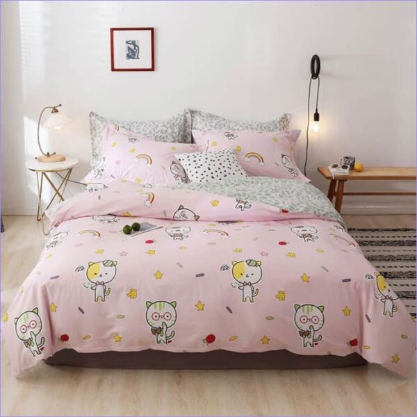 housse de couette chat rose