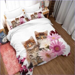 housse de couette chat tournesols