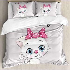 housse de couette chaton blanc