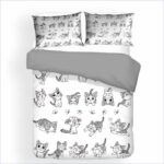 housse de couette chaton manga noir et blanc
