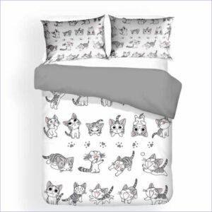housse de couette chaton manga noir et blanc