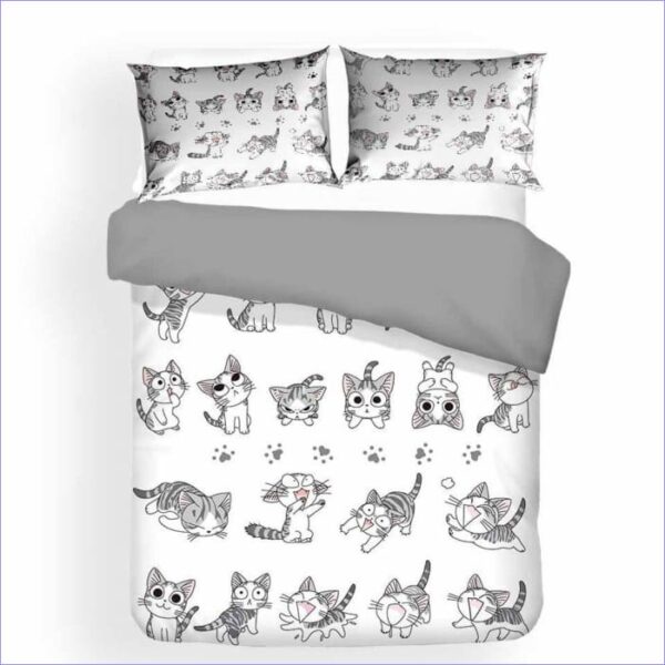 housse de couette chaton manga noir et blanc