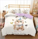 housse de couette chaton papillons