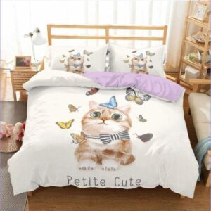 housse de couette chaton papillons