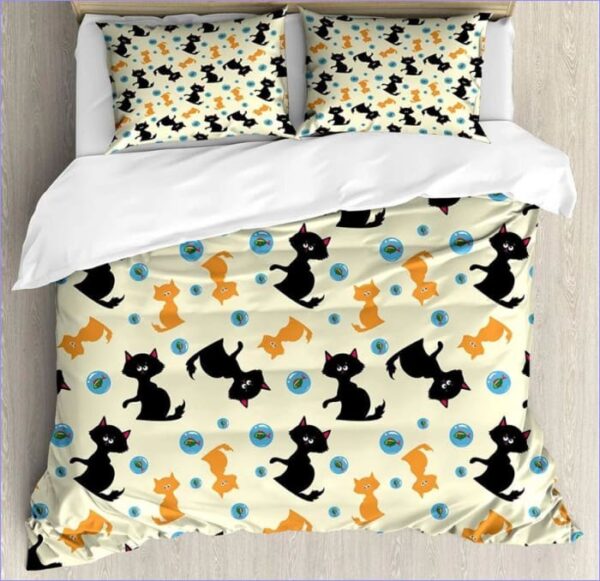 housse de couette chats et poissons