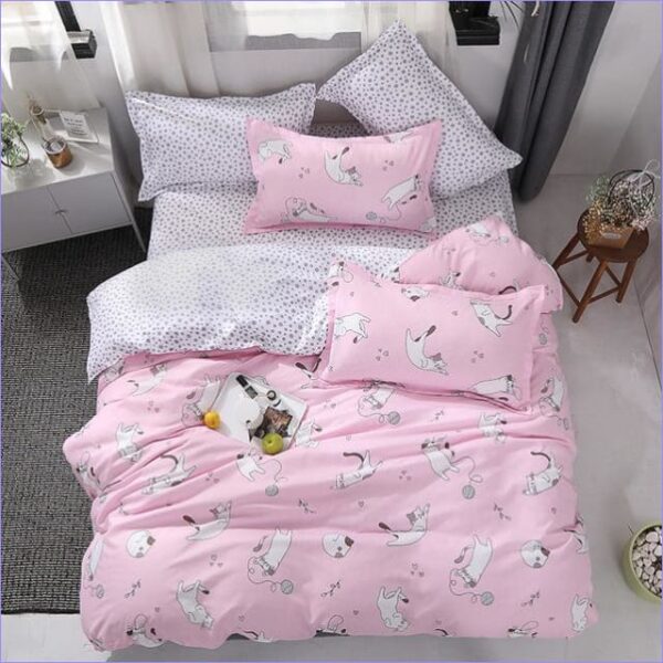 housse de couette chats multiples rose