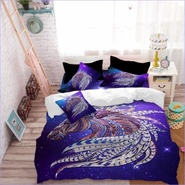 housse de couette cheval violet