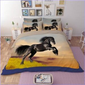 housse de couette cheval étalon noir