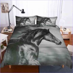 Housse de Couette Cheval gris