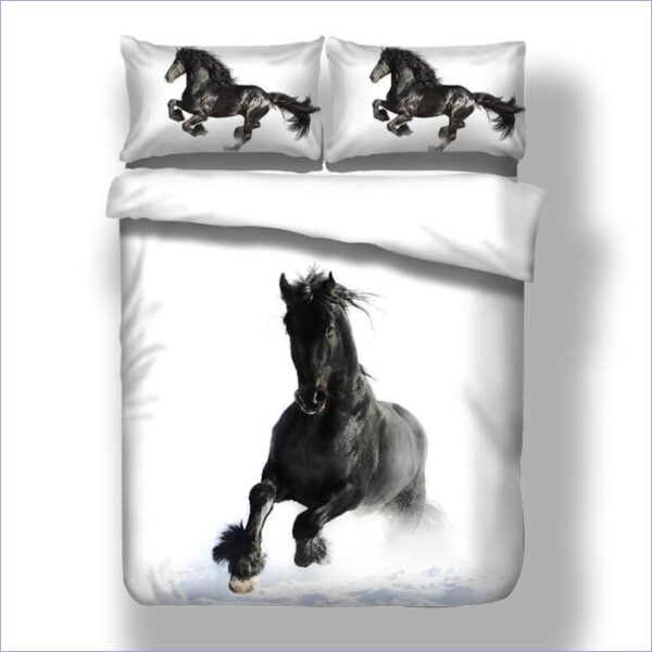 housse de couette cheval noir au galop