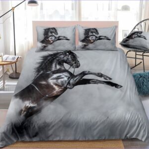 housse de couette cheval noir cabré