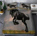 housse de couette cheval noir élégant