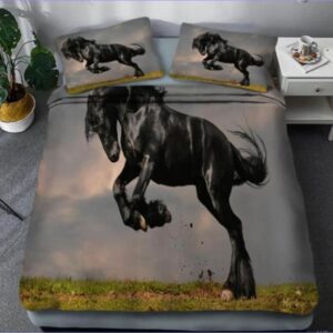 housse de couette cheval noir élégant