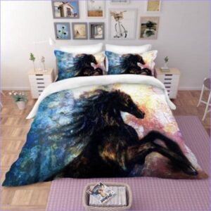 housse de couette cheval noir impressionniste