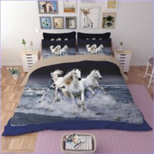 housse de couette chevaux sur la plage