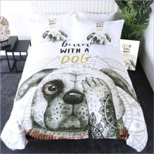 Housse de Couette Chien bohème en noir et blanc