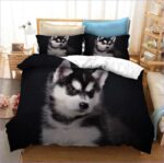 housse de couette motif chiot noir et blanc
