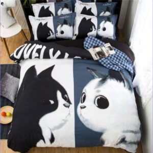 housse de couette couple de chats