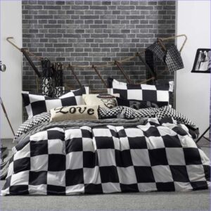 housse de couette motif damier