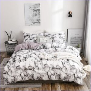 housse de couette blanc marbre