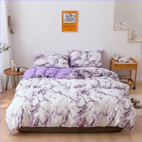 housse de couette marbre violet