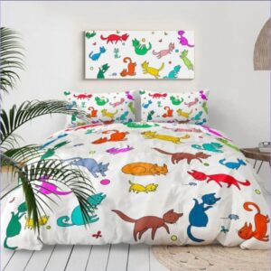 Housse de Couette Enfant Chats colorés