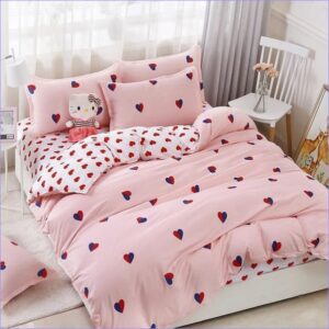 housse de couette enfant coeurs bicolores