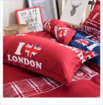housse de couette rouge et bleue
